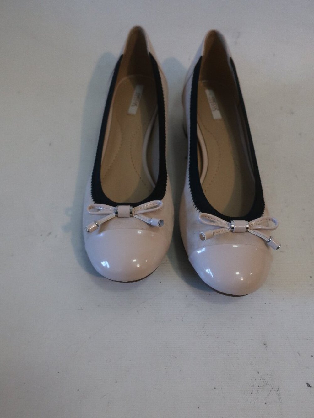 Womens Geox Respira Beige, Black Pat Leather/Suede Low Heel Loafers 37 EU/US 7